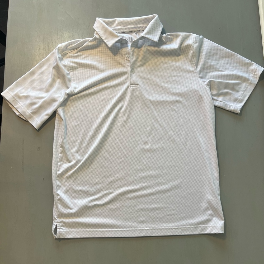 Walter Hagen Men's White Textured Tech Polo - Size M - Breathable Golf Top